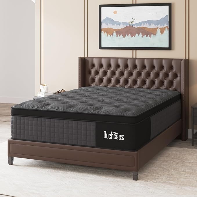 Twin Mattress, 12 Inch Hybrid Mattresses Black with Gel Memory Foam and Individually Pocket Innerspring Euro Top Medium Firm for Motion Isolation, Edge Support