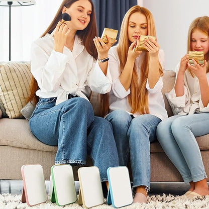 12Pcs Desktop Makeup Mirror 7.87inch Small Vanity Mirror with Stand, 90°Adjustable Portable Foldable Makeup Mirrors for Vanity Table, Office, Travel(4 Color)