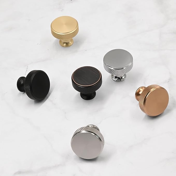Asidrama 30 Pack Brushed Satin Nickel Kitchen Cabinet Knobs Knurled Dresser Knob Drawer Knobs Cabinet Hardware Aluminum Knob for Dresser Drawers
