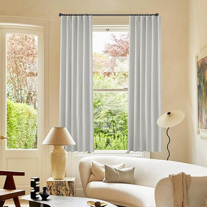 KangBang Blackout Linen Curtains 72 Inch Length 2 Panels- Back Tab Loop Pocket Light Blocking Linen Drapes for Cozy Vibes, Thermal Insulated Apartment-Friendly Curtains(52Wx72L, Light Grey)