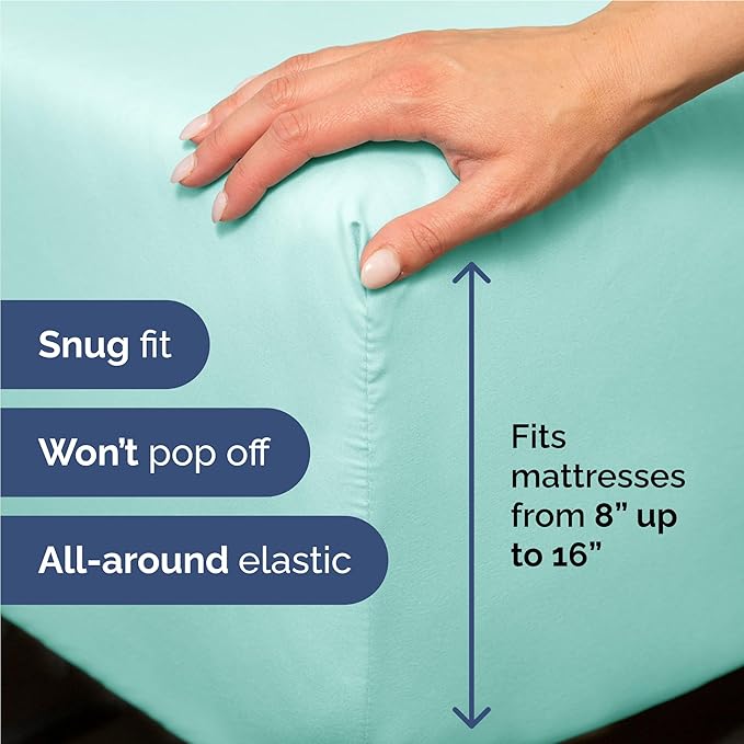 Full 6 Piece Sheet Set - Comfy Breathable & Cooling - Ultra Soft Hotel Luxury Bedding Set w/ 8-16 Inch Deep Pockets - 1 Flat & 1 Fitted Sheet & 4 Pillowcases - Wrinkle Free and Easy Care - Spa Blue