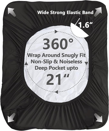 Full Size Mattress Pad Waterproof, Cooling Mattress Topper for Double Bed, Pillow Top Quilted Fitted Mattress Protector Cover with 8-21" Deep Pocket (54x75 inch, Black)