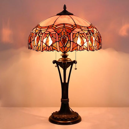 Tiffany Table Lamp Pink Jewelry Stained Glass Desk Lamp 16X16X24 Inches Reading Light