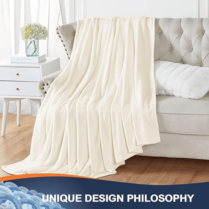Walensee Fleece Blanket Plush Throw Fuzzy Lightweight (King Size 108x90 Cream) Super Soft Microfiber Flannel Blankets for Couch, Bed, Sofa Ultra Luxurious Warm and Cozy for All Seasons