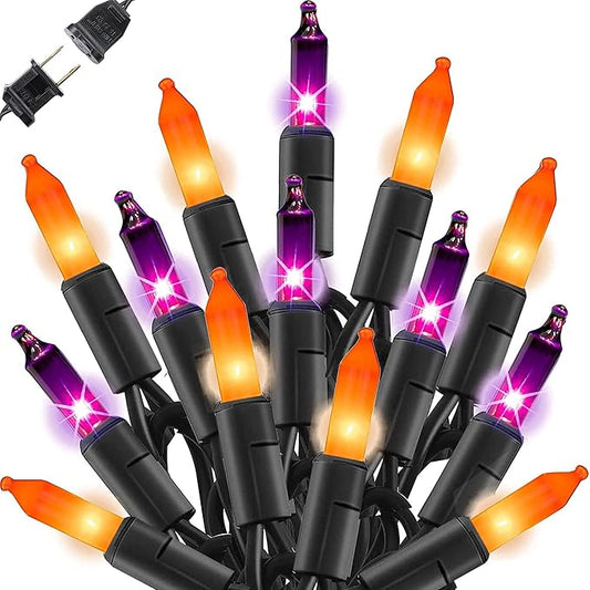 Dazzle Bright Purper and Orange Halloween Lights, 40FT 200 Count Mini String Lights, Waterproof Halloween Decorations for Outdoor Indoor Patio Home Party Garden Yard Decor