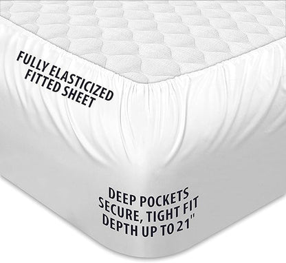 COONP King Mattress Topper, Extra Thick Pillowtop, Cooling Plush Mattress Pad Cover Cotton Top Bed Topper Protector with 8-21 Inch Deep Pocket
