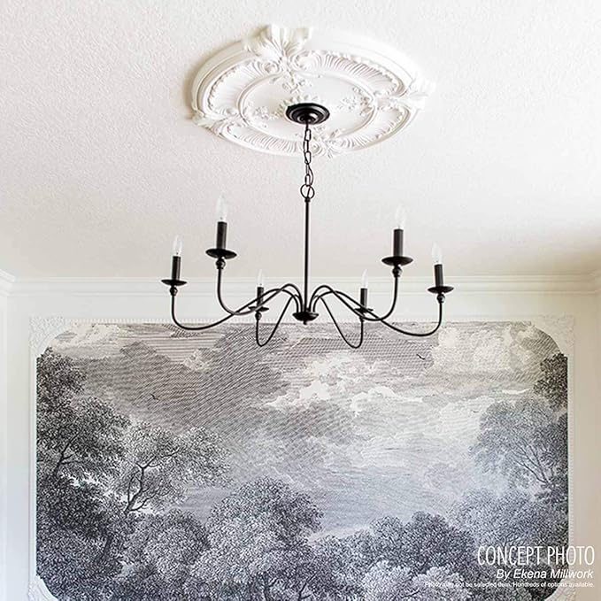 Ekena Millwork CM12BRAGC 12-1/2" x 3-7/8" x 3/4" Bradford Ceiling Medallion, Athenian Green Crackle