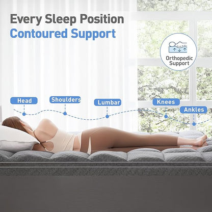 Dual Layer 3 Inch Memory Foam Mattress Topper King Size, 2 Inch Cooling Gel Memory Foam Plus 1 Inch Pillow Top Mattress Pad Cover, with 8-21 Inch Deep Pocket, Grey