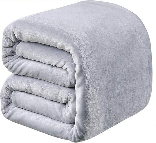 Polar Fleece Blankets Queen Size for The Bed Extra Soft Brush Fabric Super Warm Sofa Blanket 90" x 90"(Light Gray Queen)