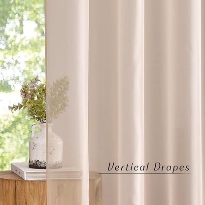 NICETOWN Taupe Sheer Curtains 90 inches Long, Grommet Airy & Elegant Light Filtering Soft Sheer Lightweight Window Treatment for Bedroom/Living Room, W54 x L90, 2 Panels