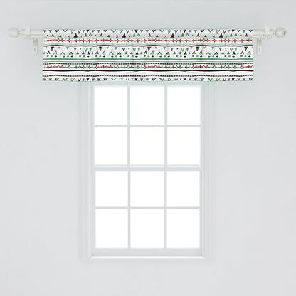 Ambesonne Tribal Window Valance Pack of 2, Style Traditional Aztec Pattern Old Fashioned Hippie Boho Influences, Rod Pocket Curtain Valances for Kitchen Bedroom, 42" X 12", Sea Green