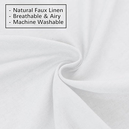 White Sheer Linen Pinch Pleated Sliding Door Curtains, 2x50 Inches Width, Cotton Look Light Filtering Drapes 102 Inches Long, Soft Textured Farmhouse Floor to Ceiling Window Curtain Panels