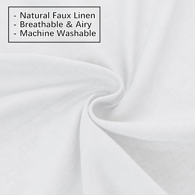 White Sheer Linen Pinch Pleated Sliding Door Curtains, 2x50 Inches Width, Cotton Look Light Filtering Drapes 96 Inches Long, Soft Textured Modern Farmhouse Window Curtain Panels