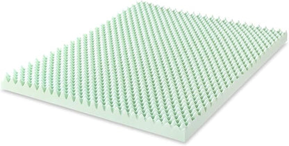 Best Price Mattress 4 Inch Egg Crate Memory Foam Mattress Topper with Calming Green Tea Infusion, CertiPUR-US Certified, Short Queen
