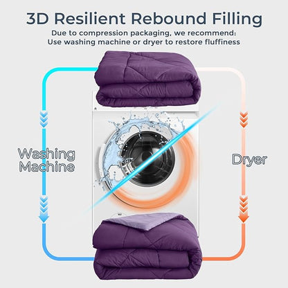HEVUMYI Purple & Light Purple King Comforter Set - 7-Piece All Season Bed in a Bag King, Ultra Soft Bedding Set with Comforter, Flat Sheet, Fitted Sheet, Pillowcases, Pillow Shams