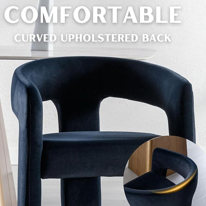 Modern Barrel Dining Chairs Set of 8, Velvet Upholstered Accent Side Chair with Arms Comfy Makeup Vanity Chairs, Dining Living Room Kitchen Chairs, Black
