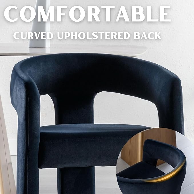 Modern Barrel Dining Chairs Set of 6, Velvet Upholstered Accent Side Chair with Arms Comfy Makeup Vanity Chairs, Dining Living Room Kitchen Chairs, Black