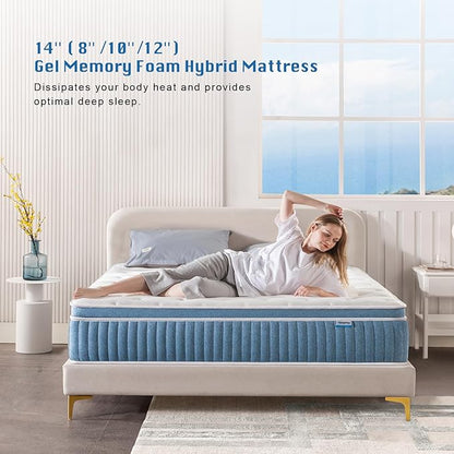 Rimensy Queen Mattress, 14 Inch Hybrid Mattresses in a Box, Individually Wrapped Pocket Coils Innerspring