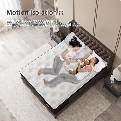 Full Mattress, 10 Inch Hybrid Mattresses Eurotop with Gel Memory Foam,Motion Isolation Individually Wrapped Pocket Coils Breathable Comfort Soft Pressure Relief