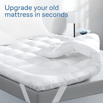 Ultra Soft King Mattress Topper - Cloud-Like Mattress Pad for Back Pain Relief - Breathable Cooling Material for Hot Sleepers