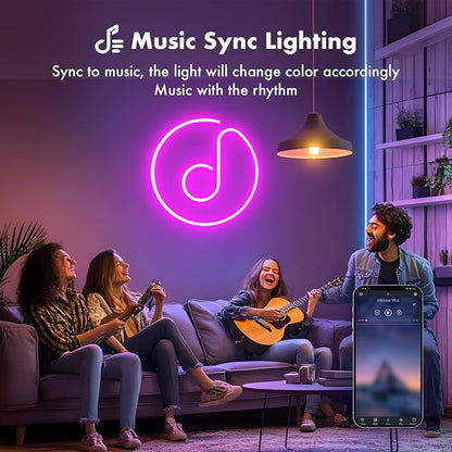 Neon Rope Lights, 40FT（2 Rolls of 20ft ） RGB Led Strip, Waterproof IP67, DIY Design, Music Sync, 44 Keys Remote Control, Multiple Modes, for Living Room, Bedroom, Holiday Decoration