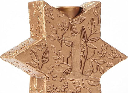 WDS WONDROUS Christmas Candle Holders Set of 4 – Gold Hexagon Snowflake Candlestick Holder, Taper Candle Holders for Christmas Table Centerpieces, Xmas Home Decor