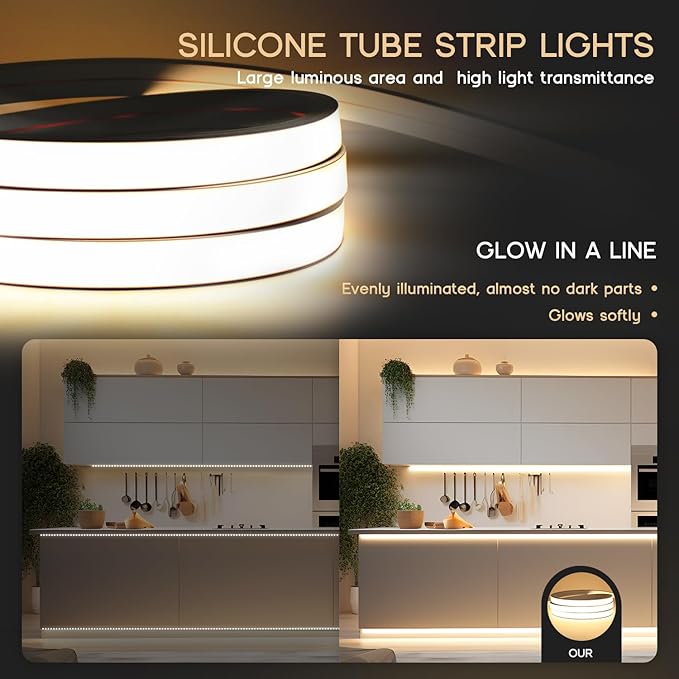 LED Strip Lights Neutral White 4000K,65.6ft 110-120V Neon Rope Lights,Flexible Silicone Outdoor Waterproof Neon Strip Lights for Bedroom,Mirror,Kitchen Cabinet, Living Room,Halloween Decor