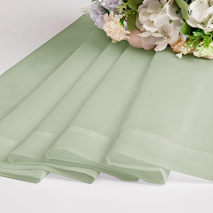 OWENIE Sheer Curtains 63 inch Length 2 Panels Set, Rod Pocket Voile Fimly Sheer Drapes for Living Room/Bedroom, 2pcs, Each 42" W x 63" L, Light Green