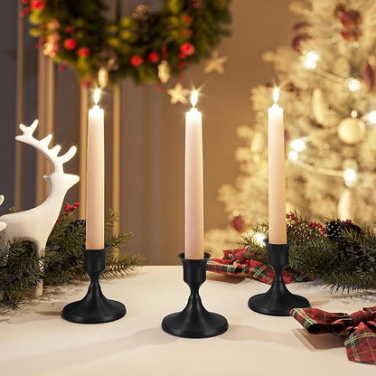 6PCS Black Taper Candle Holders, Vintage Metal Candlestick Holders for Dinner Room Table Centerpiece or Mantel Wedding Party Decor