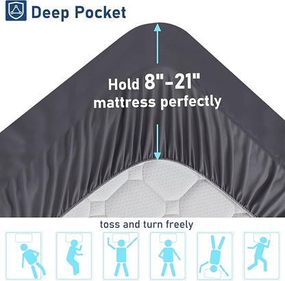 Twin XL Mattress Topper Extra Thick Pillowtop Cooling Plush Mattress Pad Cover Protector with 8-21 Inch Deep Pocket 3D Snow Down Alternative Fill Grey