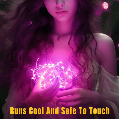 OakHaomie 6 Pack 10ft(3m) LED Starry String Lights 30 Micro LEDs on Silvery Copper Wire,2pcs CR2032 Batteries Required and Included,for DIY Wedding Christmas Centerpiece Table Decorations (Pink)