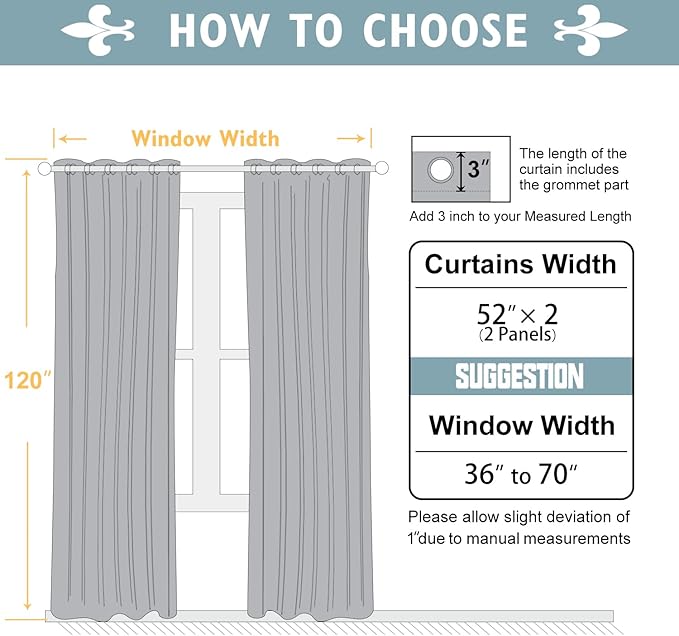 ChrisDowa 100% Blackout Curtains 120 inch Long for Bedroom with Black Liner, 2 Thick Layers Total Blackout Thermal Insulated Grommet Long Window Curtains 2 Panels Set (Black, 52 x 120 Inch)