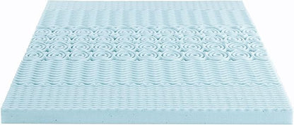 Mellow 4 Inch 5-Zone Memory Foam Mattress Topper, Cooling Gel Infusion, Dorm Essentials, Full Blue