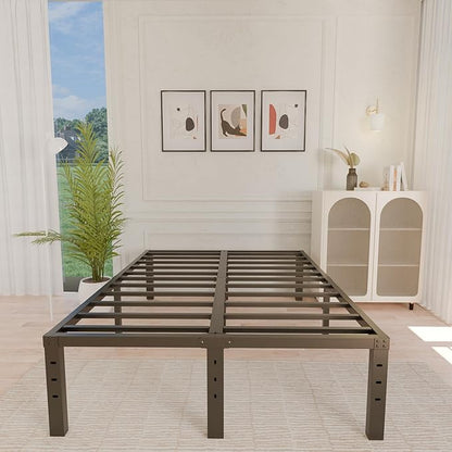 ALDRICH Metal Full Size Bed Frame - 16 Inch Tall Black Basic Steel Slats Platform, Easy Assembly Heavy Duty Noise Free Bedframes, No Box Spring Needed