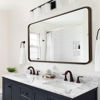 ANDY STAR Bronze Bathroom Mirror, 30x48 Inch Oil Rubbed Bronze Mirror Rounded Rectangle Tube Metal Frame 1’’ Deep, Wall-Mounted Horizontal/Vertical