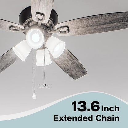 Ceiling Fan Pull Chains With Decorative, 2 Pieces Of Copper Ceiling Fan Chain Extenders 13.6 Inches Fit All Standard Ceiling Fans And Light Fixtures，Pull Chain Extension With Connector.