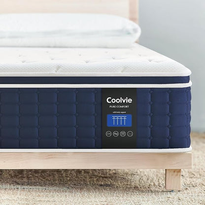 Coolvie Full Size Mattress 14 Inch, Hybrid Soft Medium Plush Mattresses with Gel Memory Foam for Adaptive Support and Pressure Relief, Cloud-Like Sleep Bed in A Box for Silent, 100-Night Trial