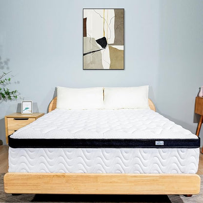 Queen Mattress 10 Inch | Queen Size Hybrid Mattresses in a Box | Medium Firm Feel Memory Foam and Individual Pocket Springs | Fiberglass Free Bed Matress | Breathable | CertiPUR-US | Upgrade