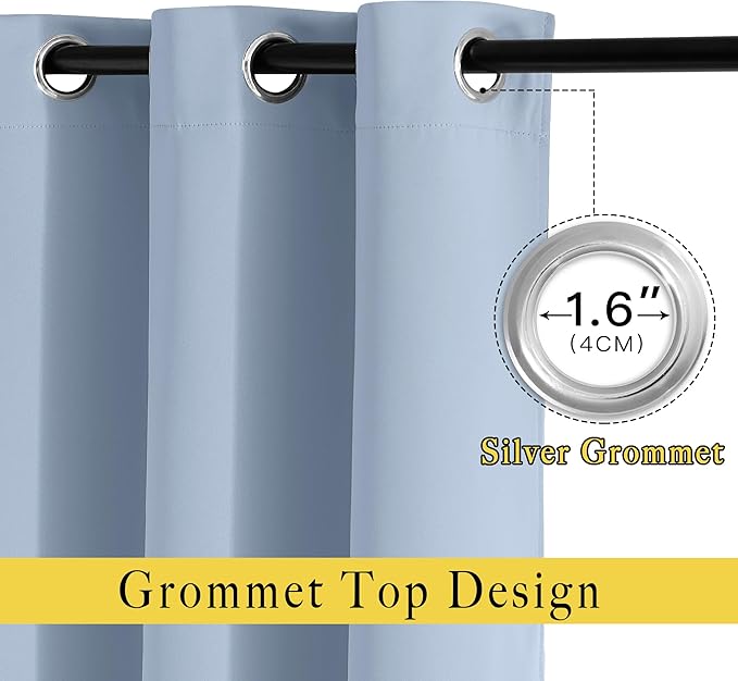 NICETOWN Bedroom Blackout Curtains Panels - Window Treatment Thermal Insulated Solid Grommet Blackout for Living Room (Set of 2 Panels, 52 by 54 Inch,Vintage Blue)