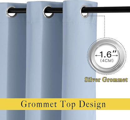 NICETOWN Bedroom Blackout Curtains 90 inches Long 2 Panels Set - Room Darkening Energy Saving Thermal Insulated Grommet Window Treatments Draperies for Living Room (Vintage Blue, W46 x L90)