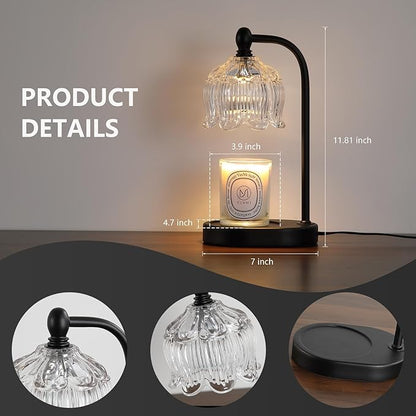 Black Candle Warmer Lamp with Timer and Dimmer,Flameless Wax Melt Warmer for Jar Candles with 2 Bulbs,House Warming Gifts,Mother's Day/Birthday/Christmas Gifts for Mom/Wife,Home Decor