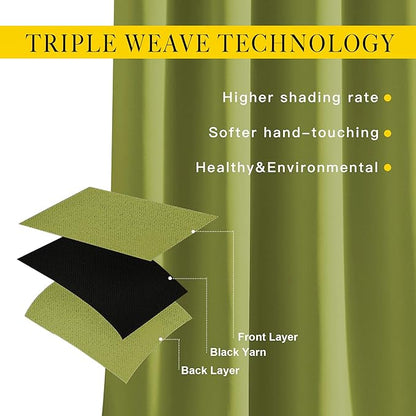 NICETOWN Room Darkening Kitchen Curtains - Window Treatment Thermal Insulated Grommet Light Blocking Curtains & Drapes for Bedroom/Cafe (Fresh Green, 2 Panels, 34 by 50)
