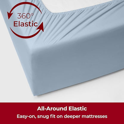 Mellanni Extra Deep Twin Sheets - 3 PC Iconic Collection Bedding - Hotel Luxury, Ultra Soft, Cooling Bed Sheets - Wrinkle, Fade, Stain Resistant (Twin, Blue Hydrangea)
