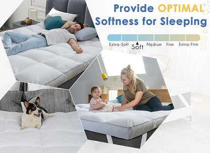 Marine Moon Twin Mattress Topper, Cooling Plush Pillow Top, 400TC, Extra Thick, Hotel Quality, Down Alternative, Fits Mattress Depths Up to 18"