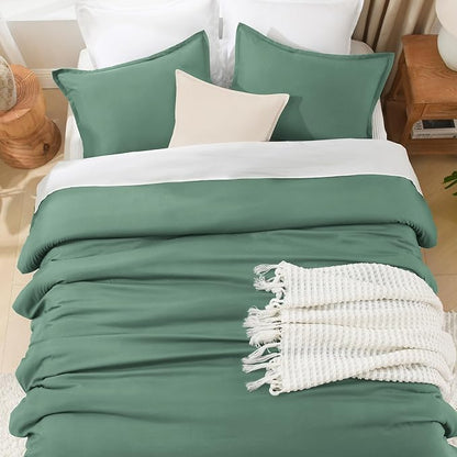 Litanika Comforters Twin/Twin XL Size Haze Green, 2 Pieces Lightweight Solid Bedding Set & Collections, All Season Fluffy Bed Set (66x90 Inches Comforter & 1 Pillowcase)