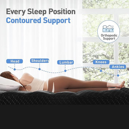 Dual Layer 3 Inch Memory Foam Mattress Topper Queen Size, 2 Inch Cooling Gel Memory Foam Plus 1 Inch Pillow Top Mattress Pad Cover, with 8-21 Inch Deep Pocket, Black