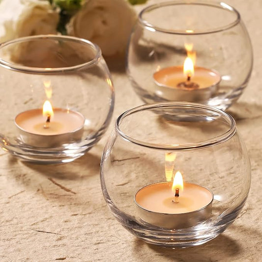 Volens 24PCS Clear Votive Candle Holders for Table Centerpieces, 2''×2'' Round Glass Tealight Candle Holders Bulk for Wedding Decor and Home Decorations