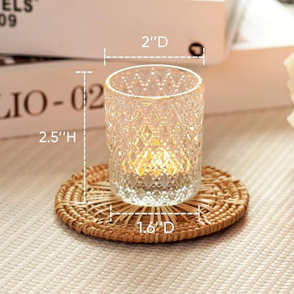 Homemory 24 Pack Clear Glass Votive Candle Holders, Tealight Candle Holder, Vintage Candle Holders Bulk for Table Centerpieces, Christmas, Baby Showers, Birthday, Wedding, Party