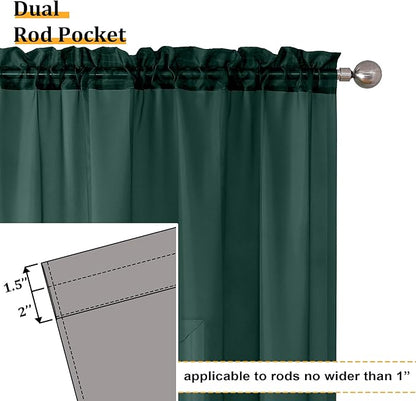 Aiyufeng Hunter Green Sheer Curtain Drapes 90 Inch Length 2 Panels for Living Room, Light Filtering Voile Green Drapes for Bedroom, Patio, Sliding Door, Each 42" W x 90" L
