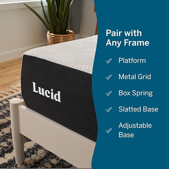 Lucid 10 Inch Memory Foam Mattress - Plush Feel - Infused with Refreshing Bamboo Charcoal and Cooling Gel - Bed in a Box - Temperature Regulating - Pressure Relief - Breathable - King Size